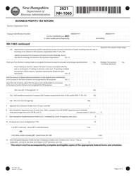 Form NH-1065 Partnership Business Profits Tax Return - New Hampshire, Page 3