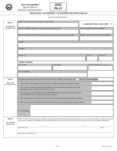 Form PA-21 2022 Printable Pdf