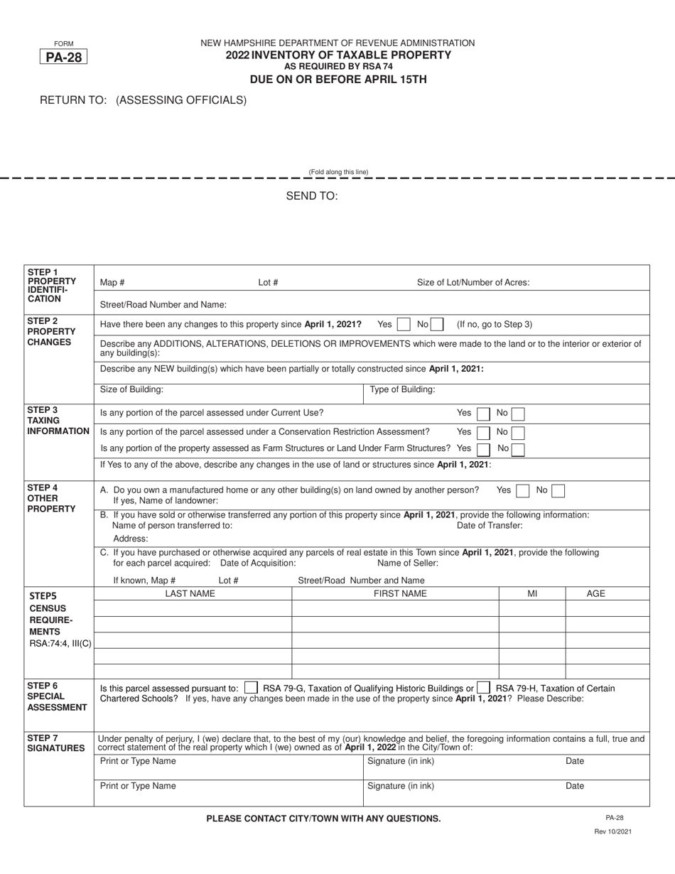 Form PA28 2022 Fill Out, Sign Online and Download Printable PDF