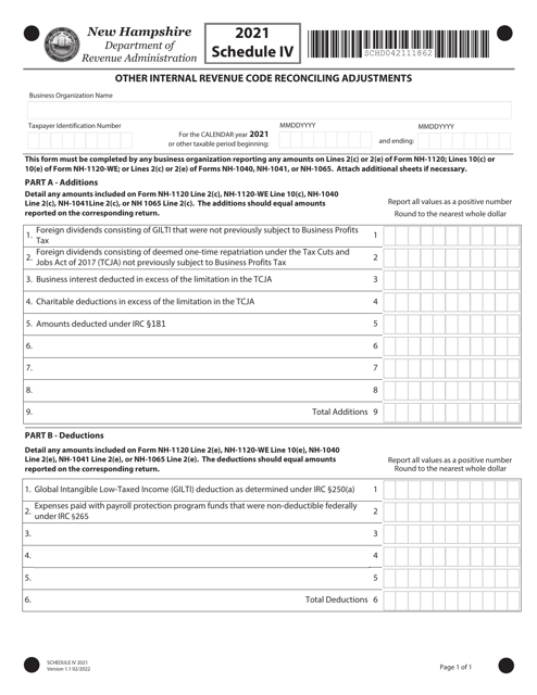 Schedule IV 2021 Printable Pdf