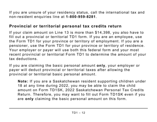 Form TD1 Personal Tax Credits Return - Large Print - Canada, Page 12