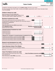 Document preview: Form YT479 (5011-TC) Yukon Credits - Canada, 2021