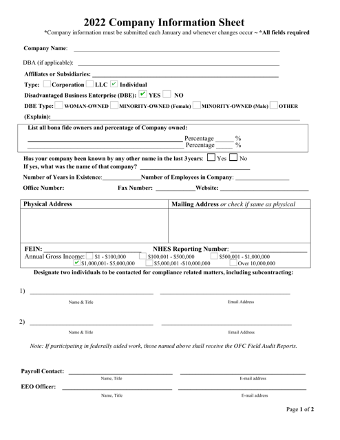 OFC Form 22 2022 Printable Pdf