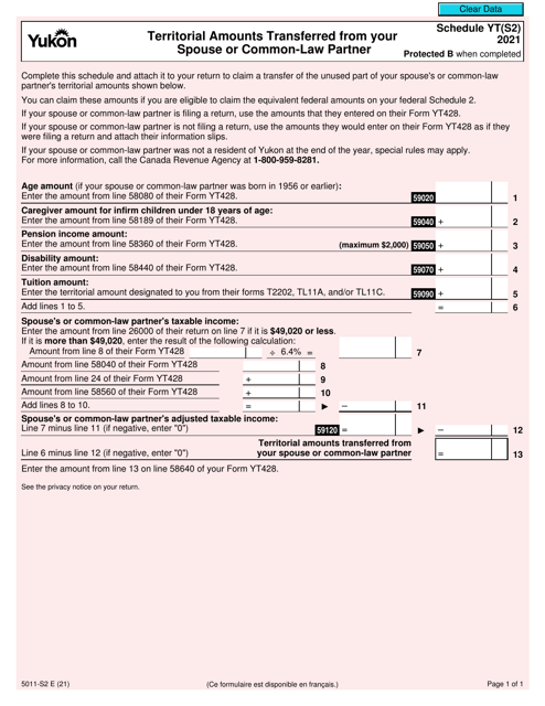 Form 5011-S2 Schedule YT(S2) 2021 Printable Pdf