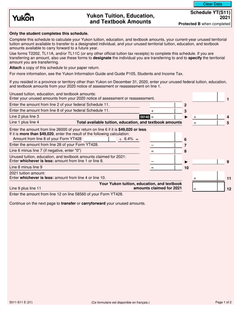 Form 5011-S11 Schedule YT(S11) 2021 Printable Pdf