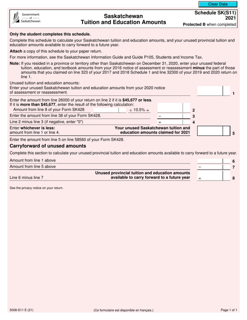 Form 5008-S11 Schedule SK(S11) 2021 Printable Pdf