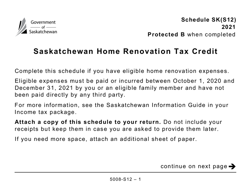 Form 5008-S12 Schedule SK(S12) 2021 Printable Pdf