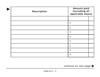 Form 5008-S12 Schedule SK(S12) Saskatchewan Home Renovation Tax Credit (Large Print) - Canada, Page 3