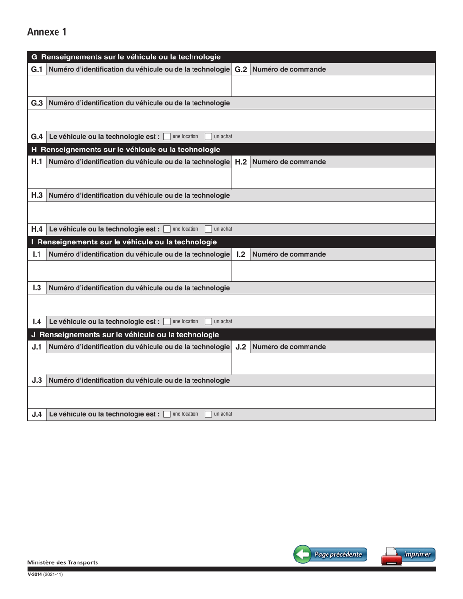 Forme V-3014 Document De Cession De Laide Financiere - Programme Ecocamionnage - Quebec, Canada (French), Page 3