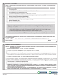 Forme V-3177 Demande D&#039;aide Financiere Pour L&#039;acquisition D&#039;une Technologie - Programme Ecocamionnage - Quebec, Canada (French), Page 2