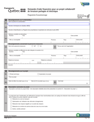 Forme V-3184 Demande D&#039;aide Financiere Pour Un Projet Collaboratif De Livraison Partagee Et Electrique - Programme Ecocamionnage - Quebec, Canada (French)