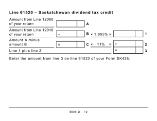 Form 5008-D Worksheet SK428 Saskatchewan Tax (Large Print) - Canada, Page 10