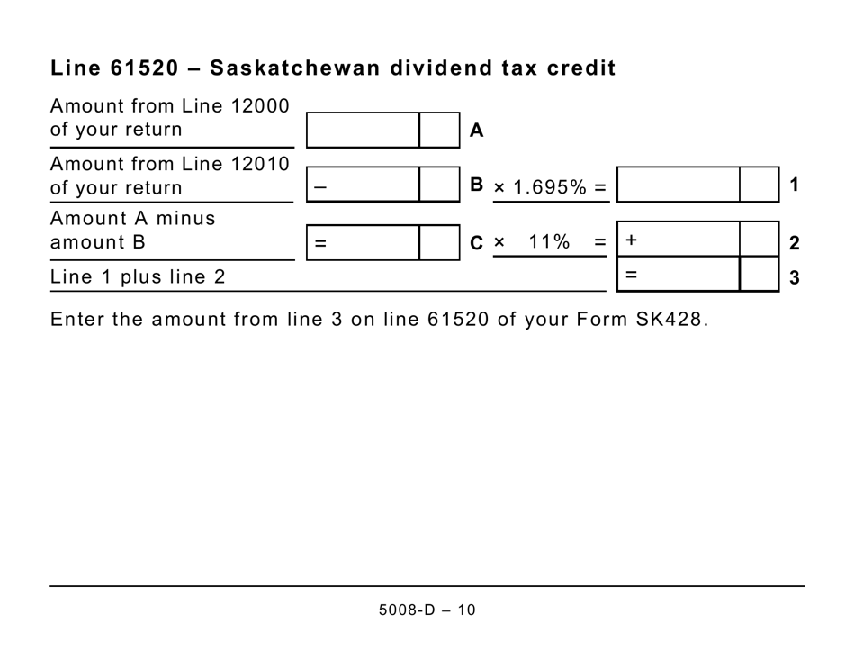 Form 5008-D Worksheet SK428 Saskatchewan Tax (Large Print) - Canada, Page 10