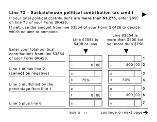 Form 5008-D Worksheet SK428 Saskatchewan Tax (Large Print) - Canada, Page 11