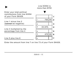 Form 5008-D Worksheet SK428 Saskatchewan Tax (Large Print) - Canada, Page 12