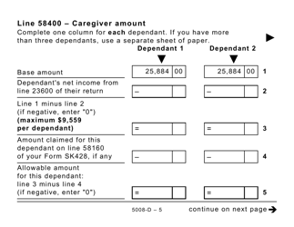 Form 5008-D Worksheet SK428 Saskatchewan Tax (Large Print) - Canada, Page 5