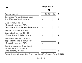 Form 5008-D Worksheet SK428 Saskatchewan Tax (Large Print) - Canada, Page 6