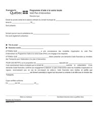 Document preview: Forme V-3274-3 Resolution Type - Depot D'une Demande - Volet Plan D'intervention - Quebec, Canada (French)