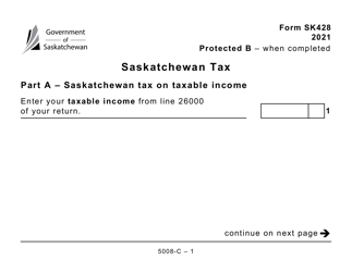 Document preview: Form SK428 (5008-C) Saskatchewan Tax - Canada, 2021