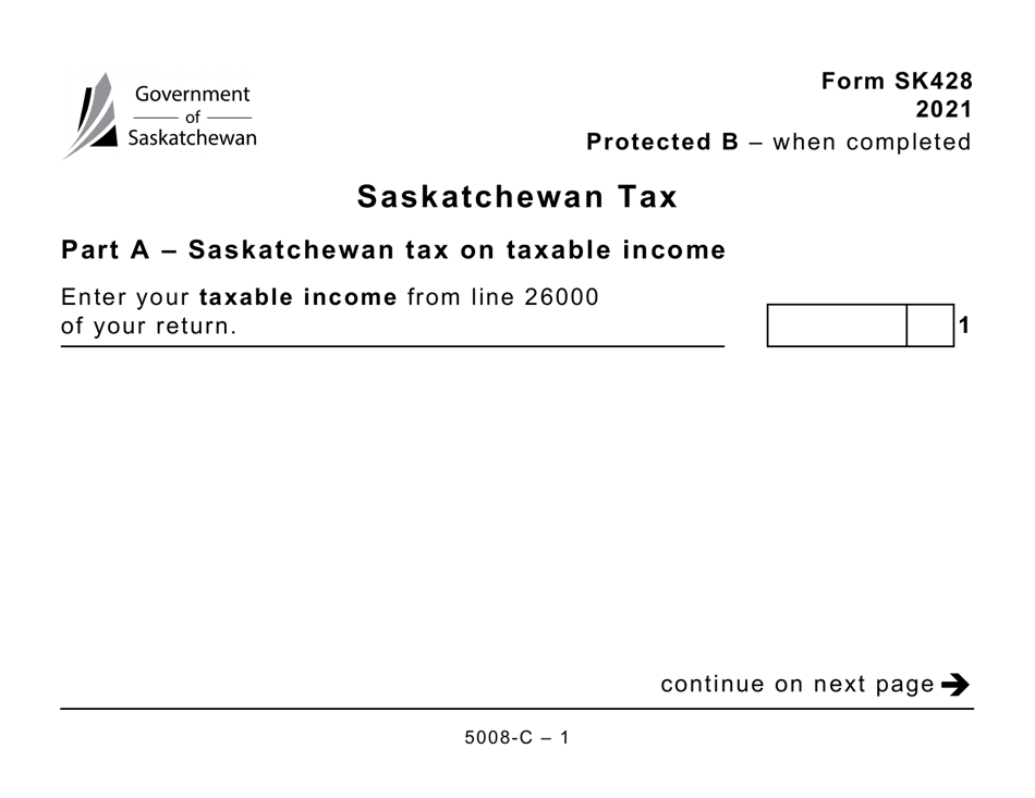 Form SK428 (5008-C) Saskatchewan Tax - Canada, Page 1