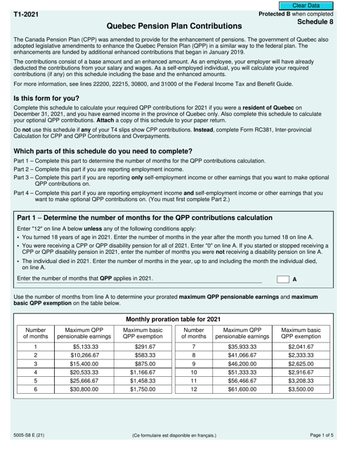 Form 5005-S8 Schedule 8 2021 Printable Pdf