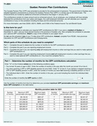 Form 5005-S8 Schedule 8 Quebec Pension Plan Contributions - Canada