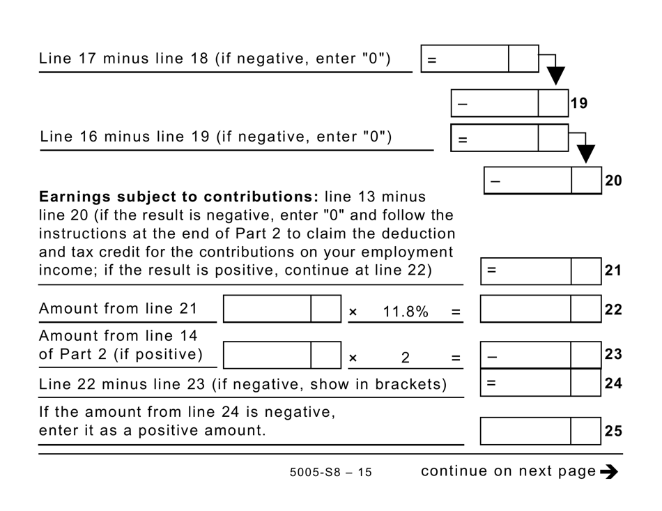 Form 5005-S8 Schedule 8 Quebec Pension Plan Contributions (Large Print) - Canada, Page 15