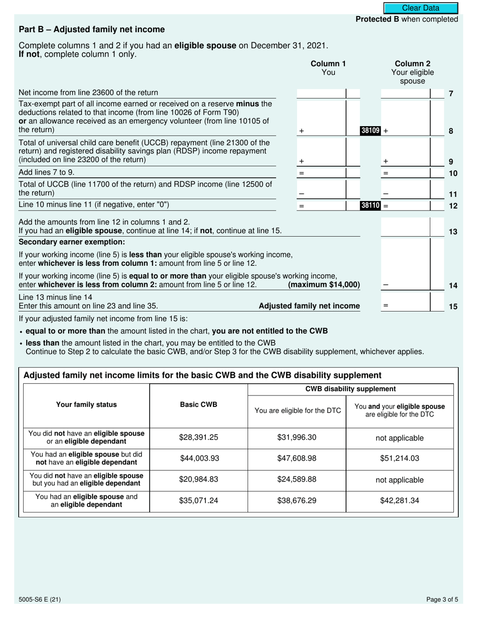 Form 5005-S6 Schedule 6 Canada Workers Benefit (For Qc Only) - Canada, Page 3