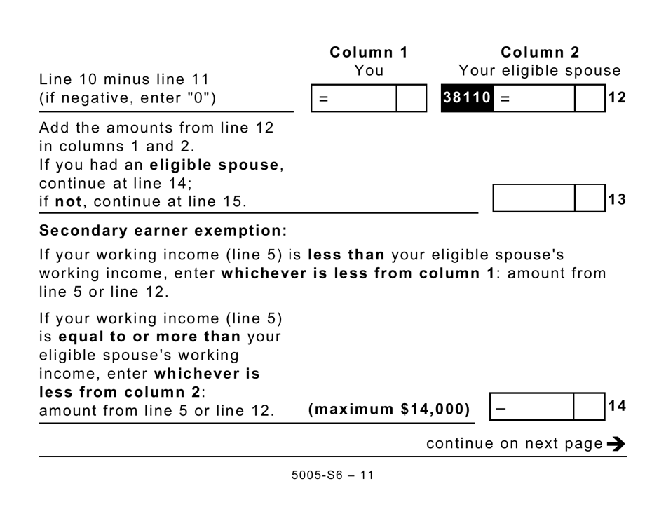 Form 5005-S6 Schedule 6 Canada Workers Benefit - Quebec (Large Print) - Canada, Page 11