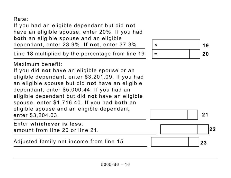 Form 5005-S6 Schedule 6 Canada Workers Benefit - Quebec (Large Print) - Canada, Page 16