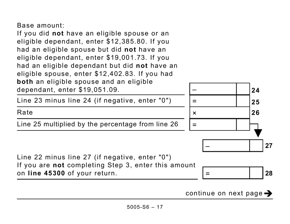 Form 5005-S6 Schedule 6 Canada Workers Benefit - Quebec (Large Print) - Canada, Page 17