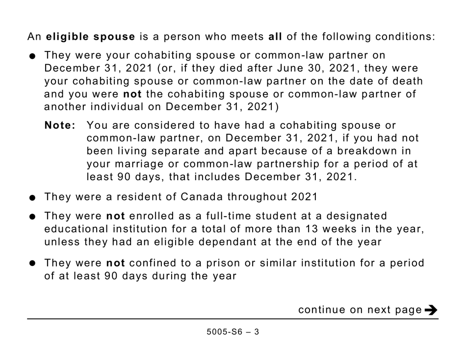 Form 5005-S6 Schedule 6 Canada Workers Benefit - Quebec (Large Print) - Canada, Page 3