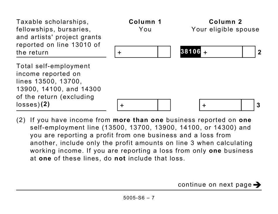 Form 5005-S6 Schedule 6 Canada Workers Benefit - Quebec (Large Print) - Canada, Page 7