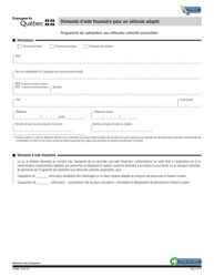 Document preview: Forme V-3039 Demande D'aide Financiere Pour Un Vehicule Adapte - Quebec, Canada (French)