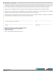 Forme V-3039 Demande D&#039;aide Financiere Pour Un Vehicule Adapte - Quebec, Canada (French), Page 2
