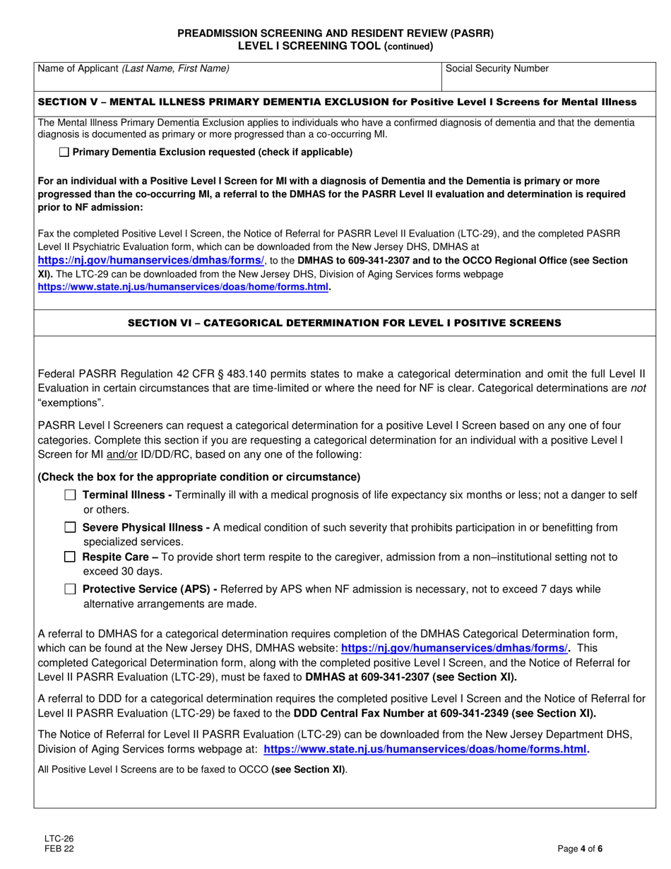 Form Ltc 26 Download Printable Pdf Or Fill Online Pre Admission