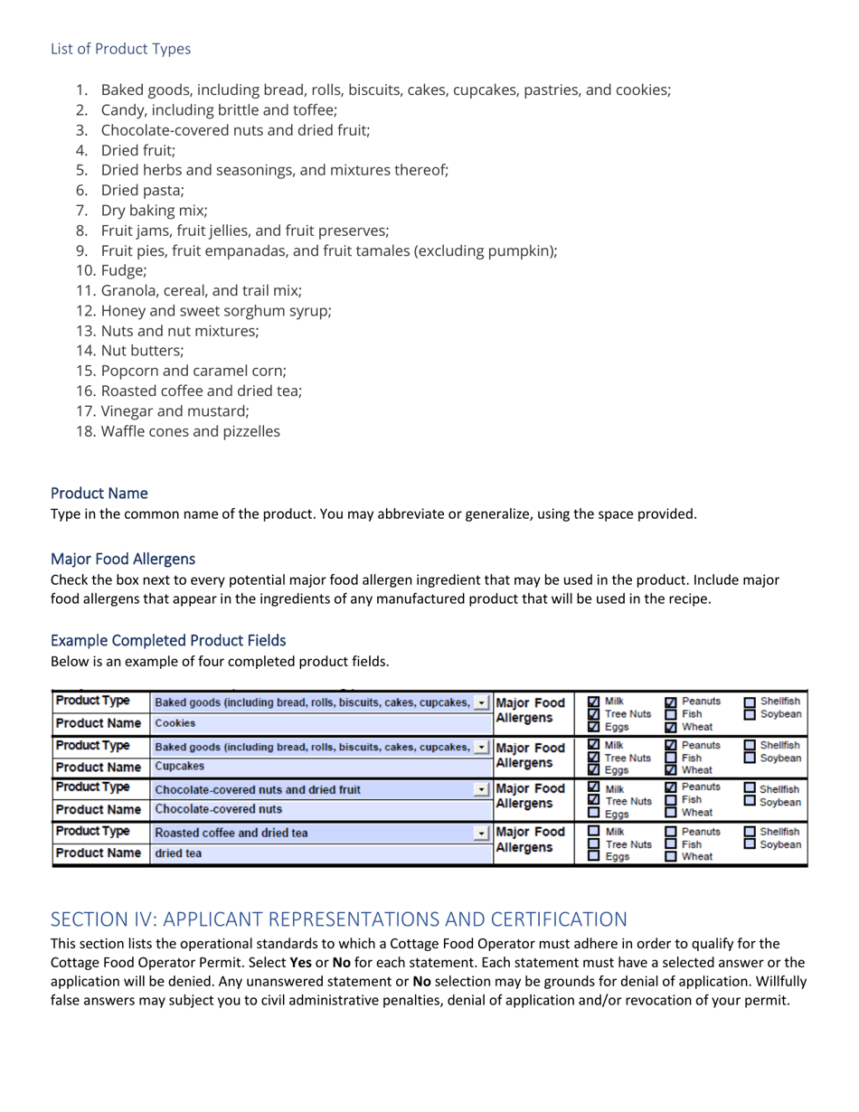 Download Instructions for Form CFO-1 Application for Cottage Food ...