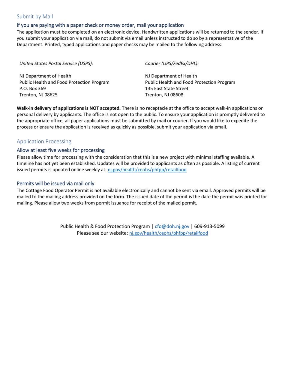 Instructions for Form CFO-1 Application for Cottage Food Operator Permit - New Jersey, Page 5