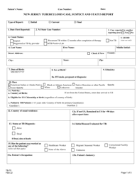 Document preview: Form TB-70 New Jersey Tuberculosis Case, Suspect and Status Report - New Jersey