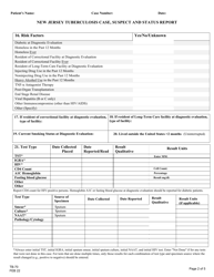 Form TB-70 New Jersey Tuberculosis Case, Suspect and Status Report - New Jersey, Page 2