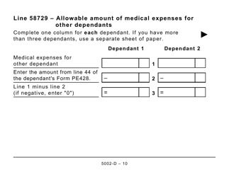 Form 5002-D Worksheet PE428 Prince Edward Island (Large Print) - Canada, Page 10