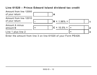 Form 5002-D Worksheet PE428 Prince Edward Island (Large Print) - Canada, Page 12