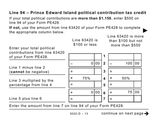 Form 5002-D Worksheet PE428 Prince Edward Island (Large Print) - Canada, Page 13