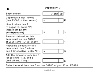 Form 5002-D Worksheet PE428 Prince Edward Island (Large Print) - Canada, Page 4