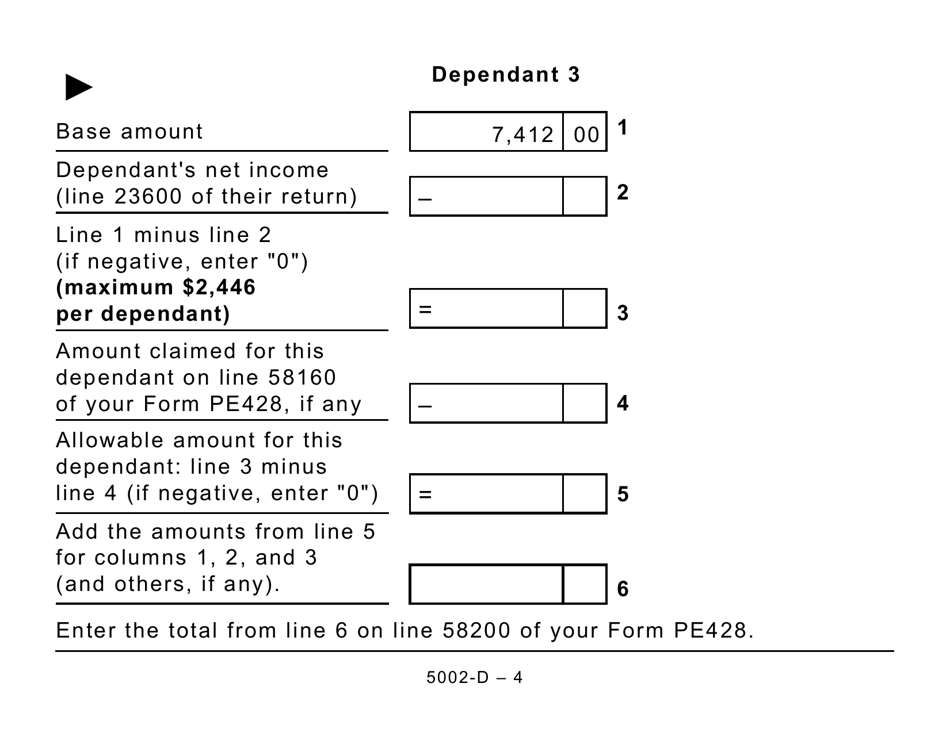 Form 5002-D Worksheet PE428 Prince Edward Island (Large Print) - Canada, Page 4