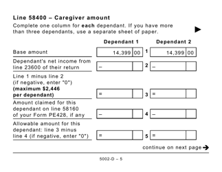 Form 5002-D Worksheet PE428 Prince Edward Island (Large Print) - Canada, Page 5