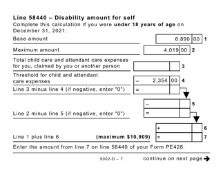 Form 5002-D Worksheet PE428 Prince Edward Island (Large Print) - Canada, Page 7