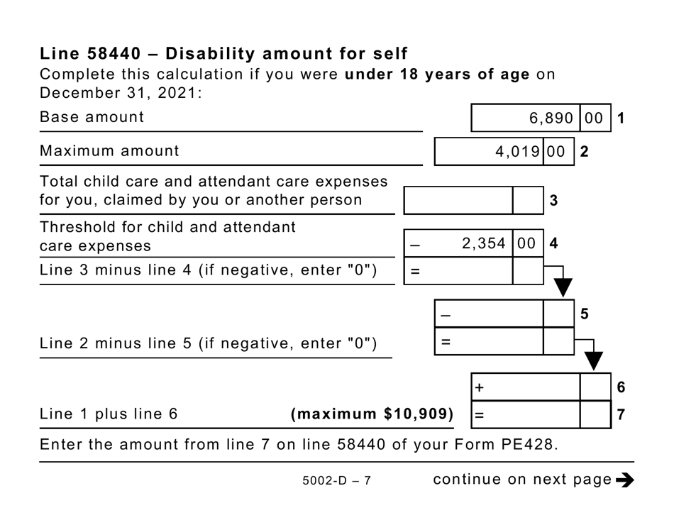 Form 5002-D Worksheet PE428 Prince Edward Island (Large Print) - Canada, Page 7