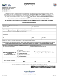 Document preview: Form DO-11A Vehicle Registration Application Request - New Jersey
