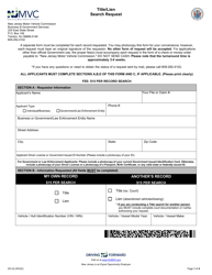 Form DO-22 Title/Lien Search Request - New Jersey